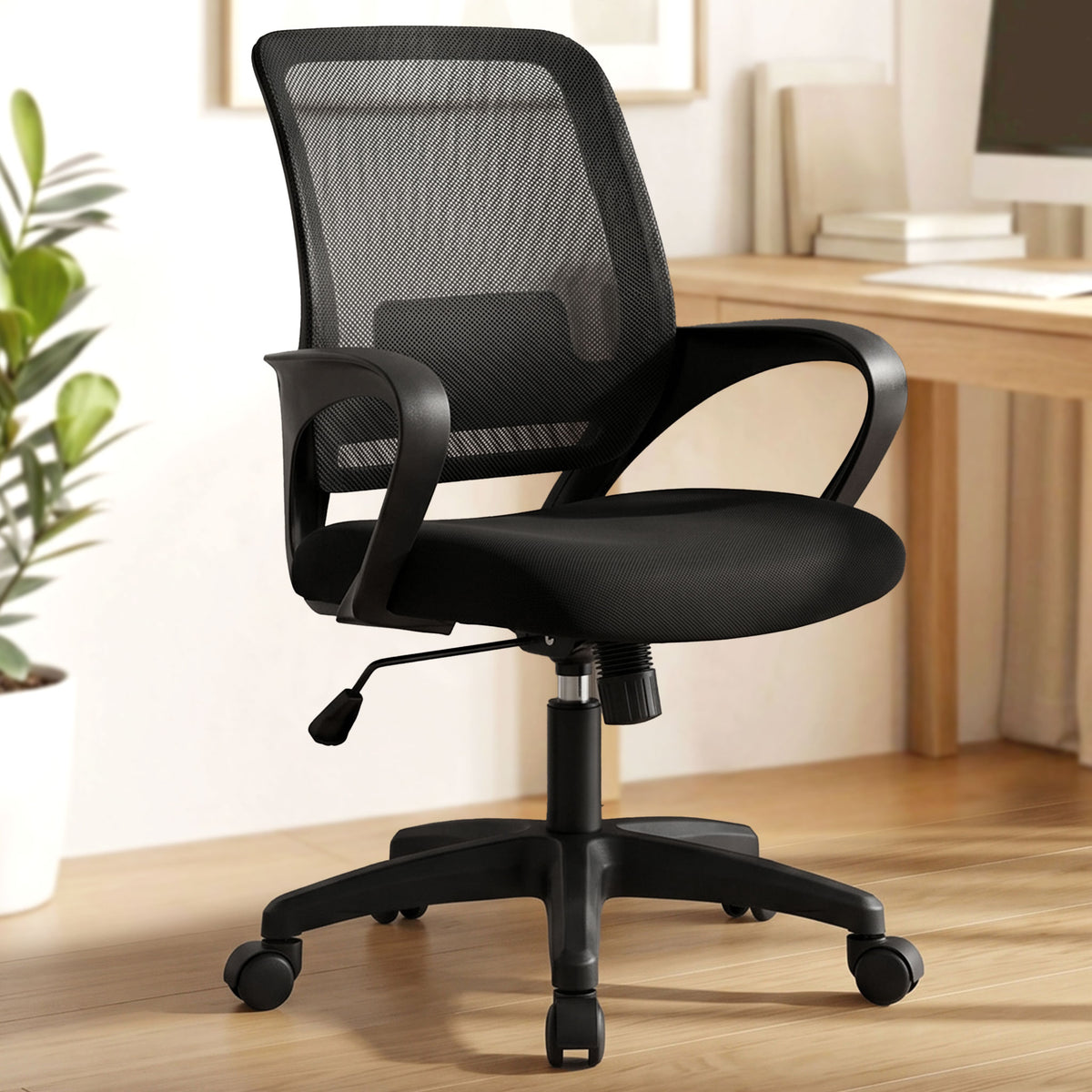 CELTOSS Ergonomic Home Office Chair, Mid Back Lumbar Support Desk Chair, Adjustable Height with Armrests for Adults
