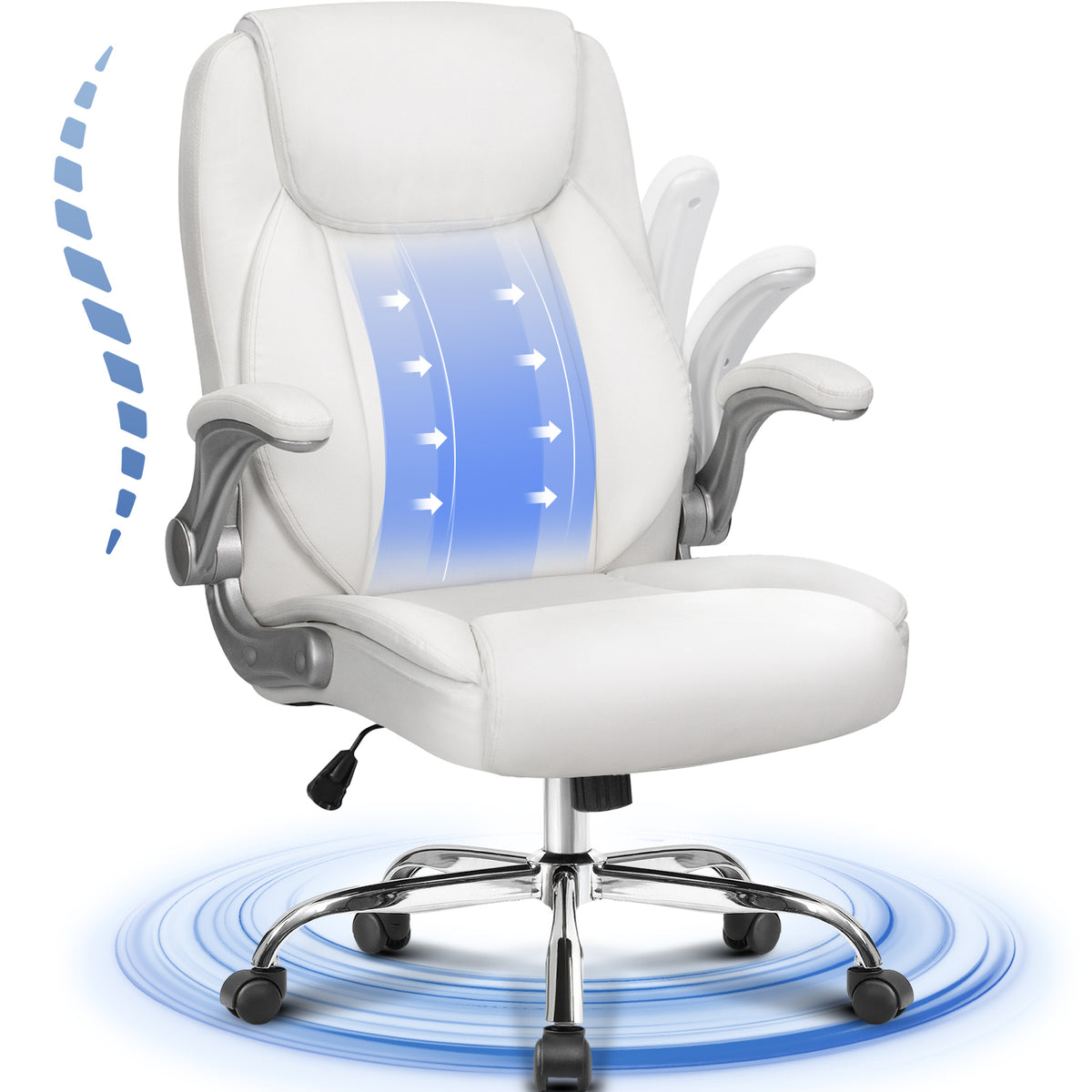 CELTOSS Executive Office Chair, Big and Tall Ergonomic Leather Desk Chair, Wide Design with Cushioned Seat, Back Support and Flip-Up Armrests, Heavy Duty