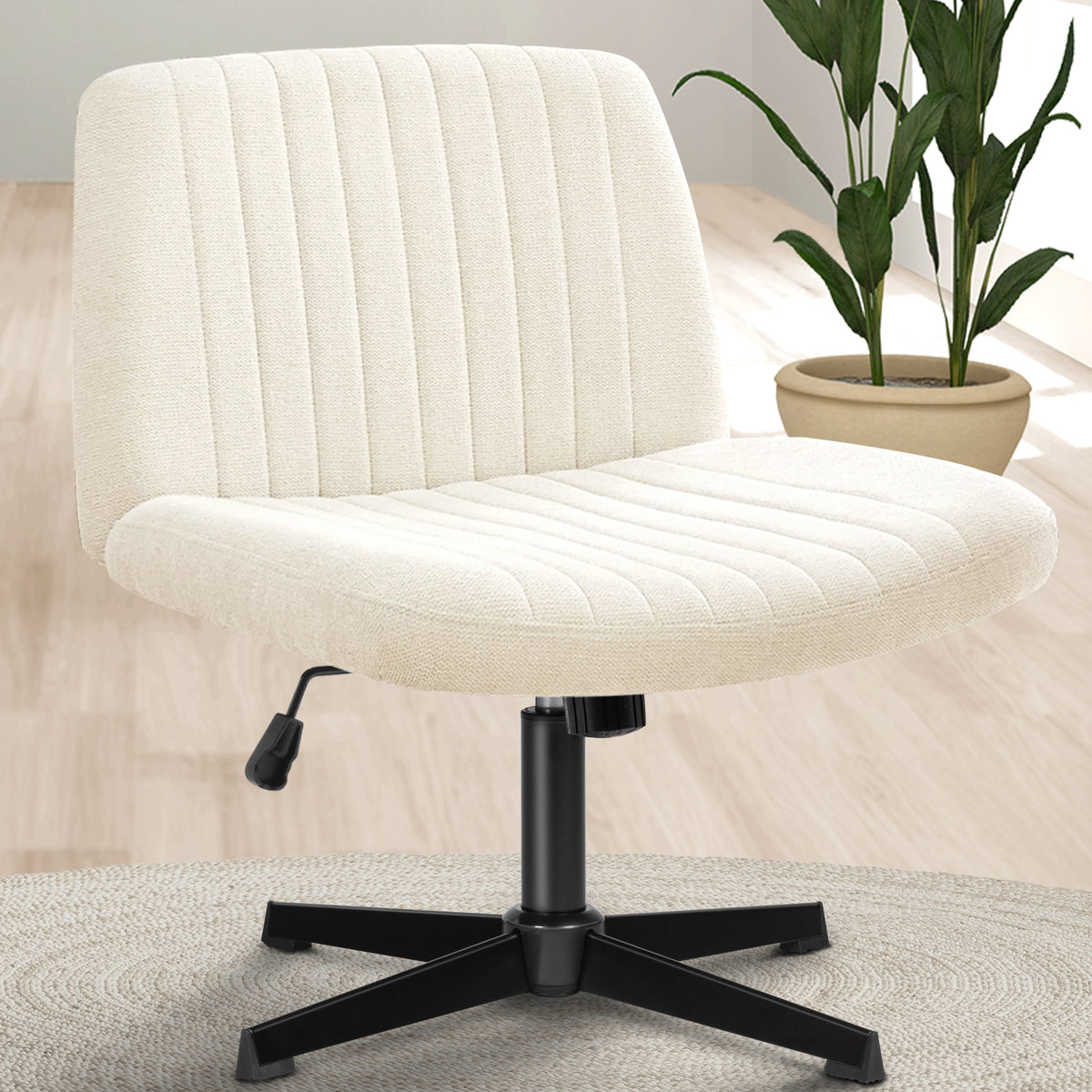 CELTOSS Criss Cross Home Office Chair, Armless Swivel Task Computer Chair, in Fabric, Vanity Style