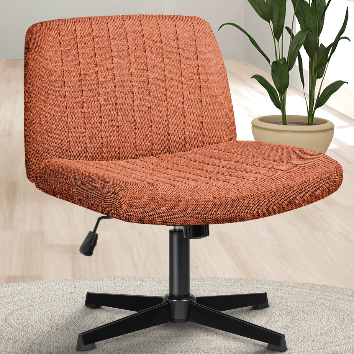 CELTOSS Criss Cross Home Office Chair, Armless Swivel Task Computer Chair, in Fabric, Vanity Style