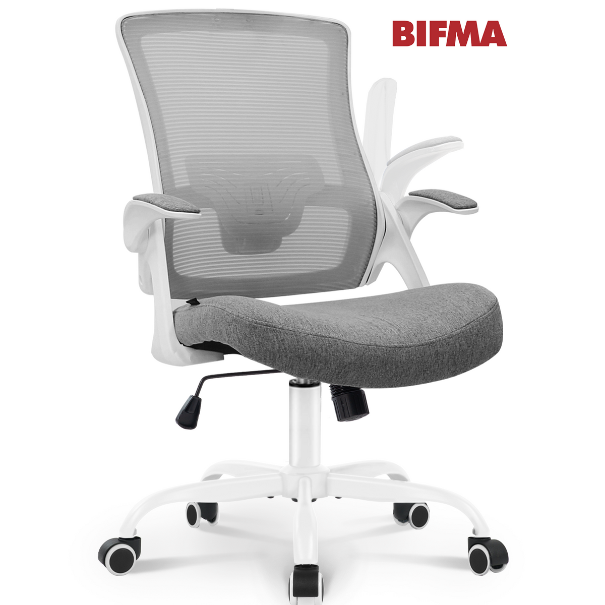 CELTOSS Ergonomic Office Chair, Wide Seat with Flip-Up Armrests, Lumbar Support, Adjustable Height, Comfy Home Task Computer Chair, Steel Base