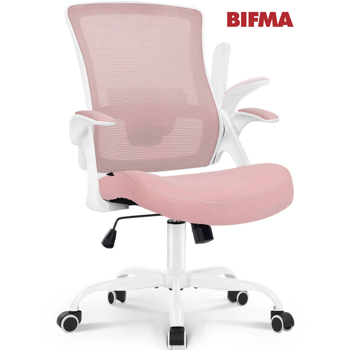 CELTOSS Ergonomic Office Chair, Wide Seat with Flip-Up Armrests, Lumbar Support, Adjustable Height, Comfy Home Task Computer Chair, Steel Base