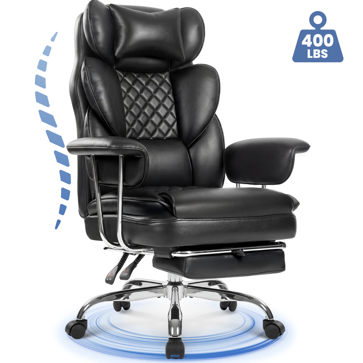 CELTOSS Executive Office Chair 400LBS, High Back Computer Gaming Chair with Arms and Footrest, Ergonomic Desk Chair with Lumbar Support, 90–135° Reclining Office Chair for Home Work