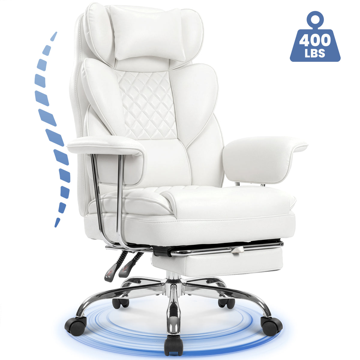 CELTOSS Executive Office Chair 400LBS, High Back Computer Gaming Chair with Arms and Footrest, Ergonomic Desk Chair with Lumbar Support, 90–135° Reclining Office Chair for Home Work