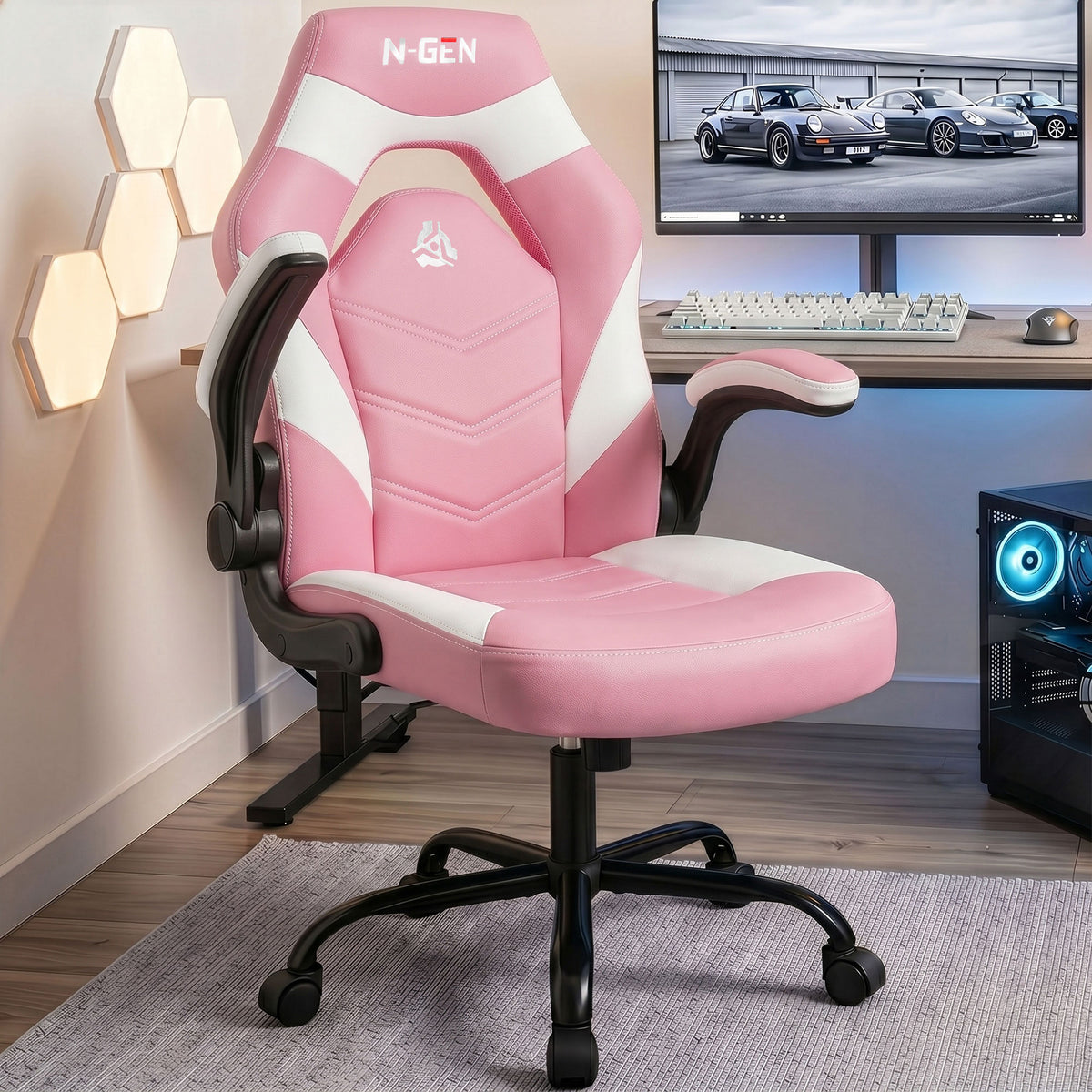 CELTOSS Gaming Chair, Flip-up Armrest Computer Chair Ergonomic Office Chair PU Leather Desk Chair Executive Adjustable Swivel Task Chair