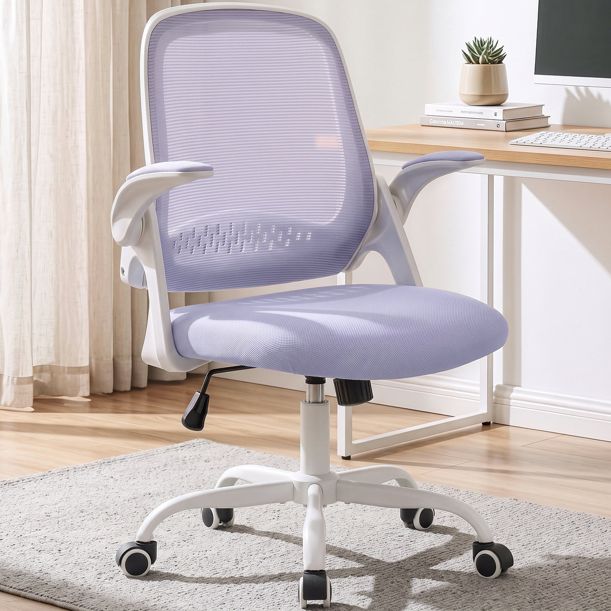 CELTOSS Ergonomic Office Chair, Mid Back Mesh Computer Desk Chair, Flip-Up Arms, Adjustable Lumbar Support, Steel Base for Home Office