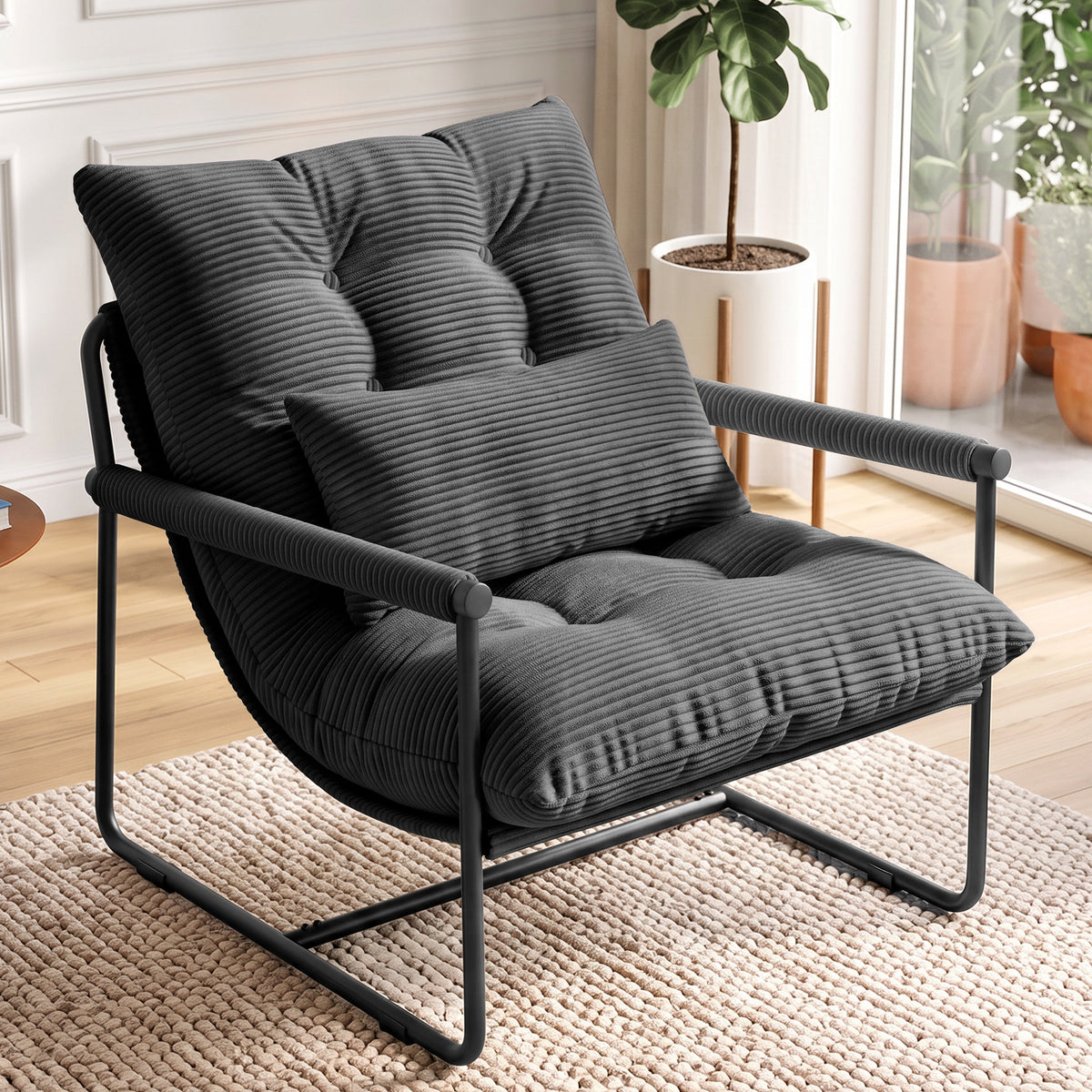 CELTOSS Modern Accent Chair, Comfy Lounge Chair with Plush Cushion, Sofa Chair with Metal Frame, for Bedroom, Living Room and Home Office