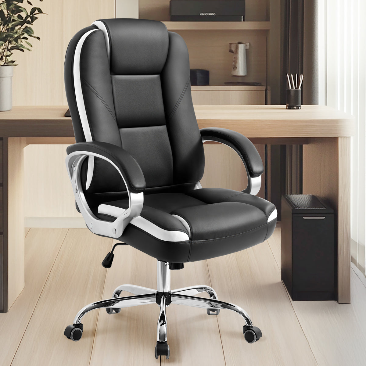 CELTOSS Leather Office Chair, Ergonomic Big and Tall Chair with Wide Seat and Lumbar Support, High-Back Executive Desk Chair, Heavy Duty Home Office Chair