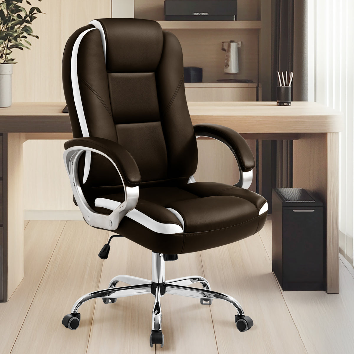 CELTOSS Leather Office Chair, Ergonomic Big and Tall Chair with Wide Seat and Lumbar Support, High-Back Executive Desk Chair, Heavy Duty Home Office Chair