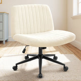CELTOSS Criss Cross Home Office Chair, Armless Swivel Fabric Desk Chair with Wheels and Foot Pads, Computer Vanity Chair