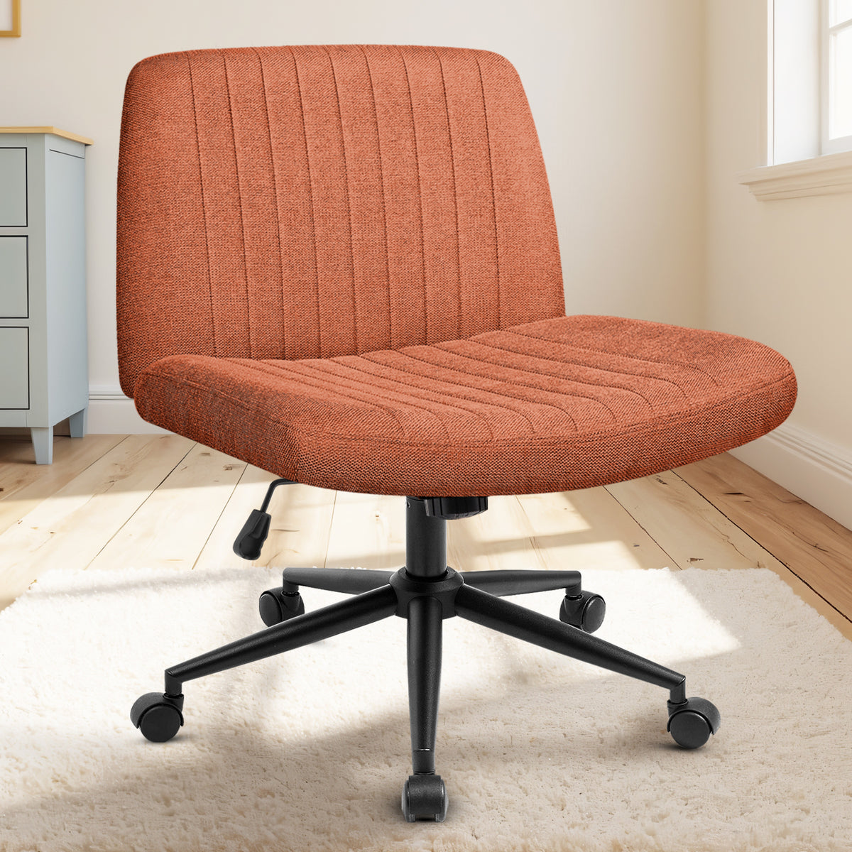 CELTOSS Criss Cross Home Office Chair, Armless Swivel Fabric Desk Chair with Wheels and Foot Pads, Computer Vanity Chair