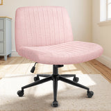 CELTOSS Criss Cross Home Office Chair, Armless Swivel Fabric Desk Chair with Wheels and Foot Pads, Computer Vanity Chair