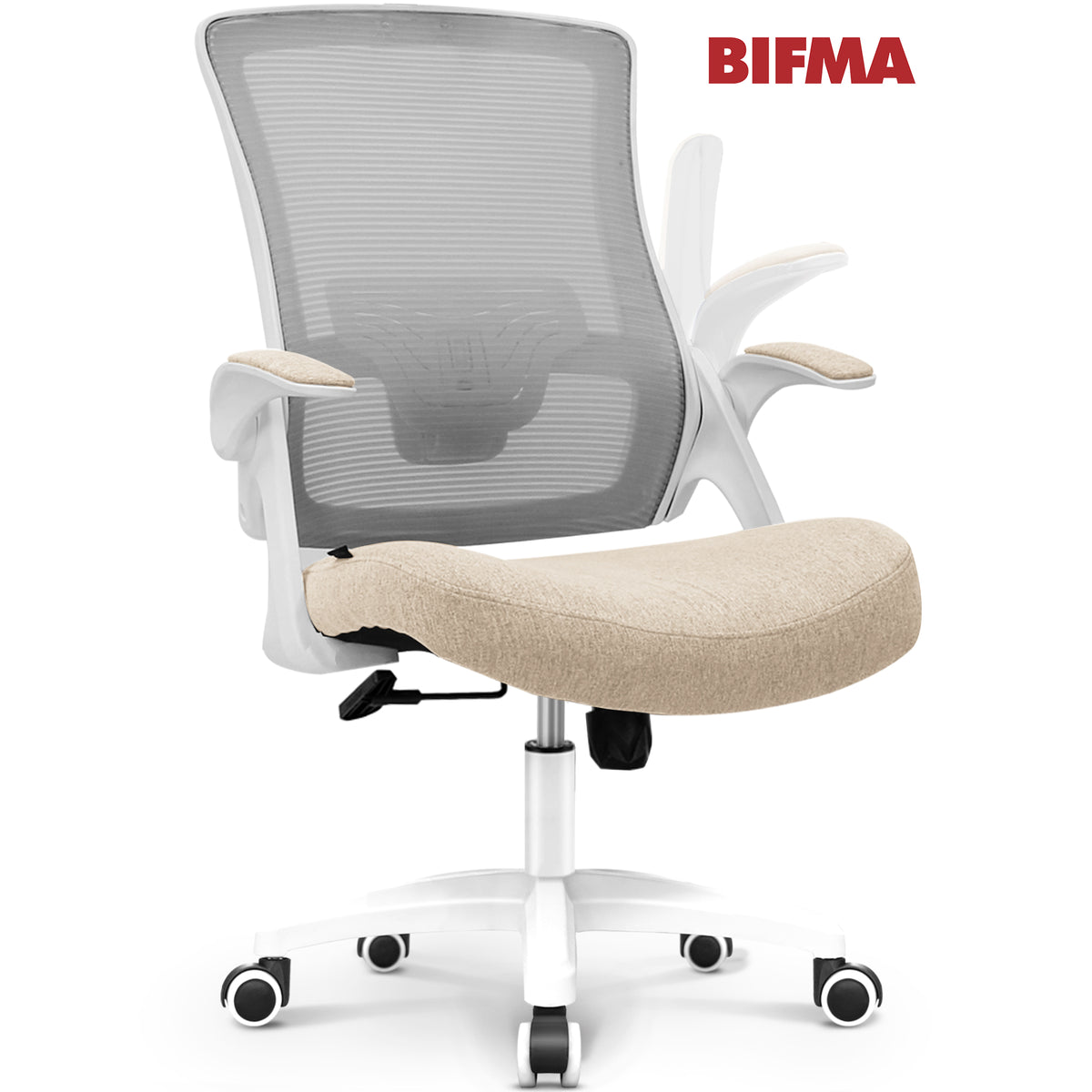 CELTOSS Ergonomic Office Chair, Wide Seat with Flip-Up Armrests, Lumbar Support, Adjustable Height, Comfy Home Task Computer Chair