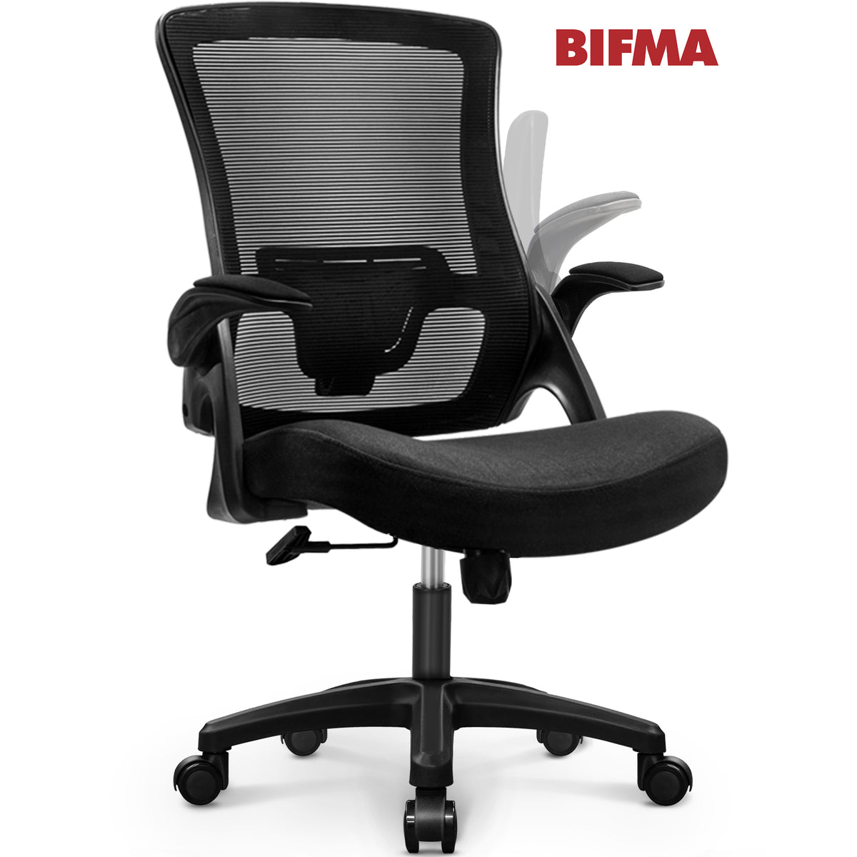 CELTOSS Ergonomic Office Chair, Wide Seat with Flip-Up Armrests, Lumbar Support, Adjustable Height, Comfy Home Task Computer Chair