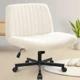 CELTOSS Home Office Chair, Fabric Armless Swivel Task Computer Chair with Wheels, Wide Seat, Vanity Chair, Comfy Chair