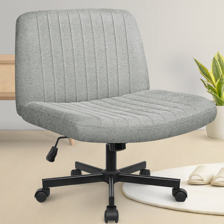 CELTOSS Home Office Chair, Fabric Armless Swivel Task Computer Chair with Wheels, Wide Seat, Vanity Chair, Comfy Chair