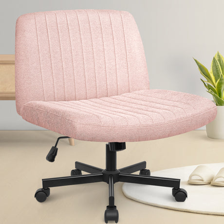 CELTOSS Home Office Chair, Fabric Armless Swivel Task Computer Chair with Wheels, Wide Seat, Vanity Chair, Comfy Chair