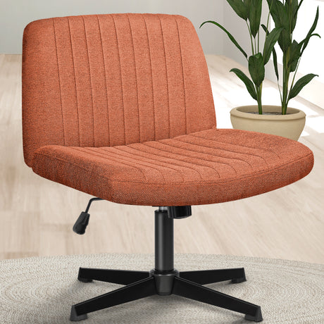 CELTOSS Criss Cross Home Office Chair, Armless Swivel Task Computer Chair, in Fabric, Vanity Style