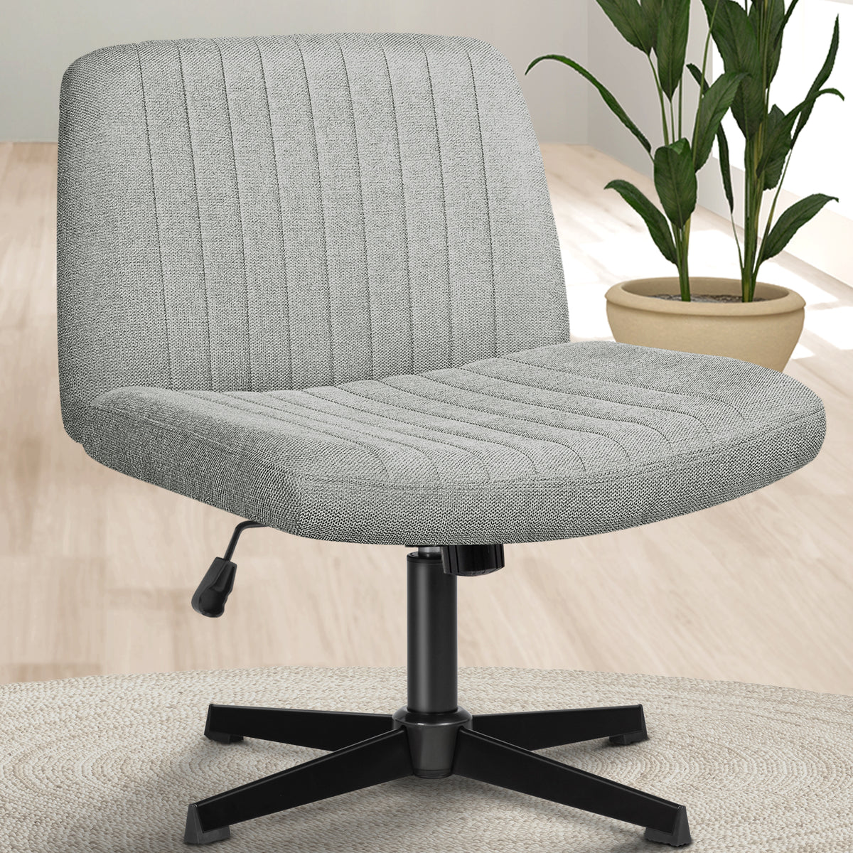 CELTOSS Criss Cross Home Office Chair, Armless Swivel Task Computer Chair, in Fabric, Vanity Style