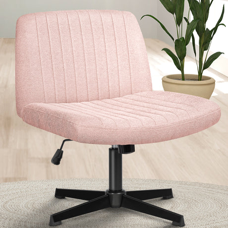 CELTOSS Criss Cross Home Office Chair, Armless Swivel Task Computer Chair, in Fabric, Vanity Style