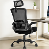 CELTOSS Ergonomic Office Chair, High Back Flip-Up Armrests Design, Adjustable Mesh Headrest and Lumbar Support, Steel Base