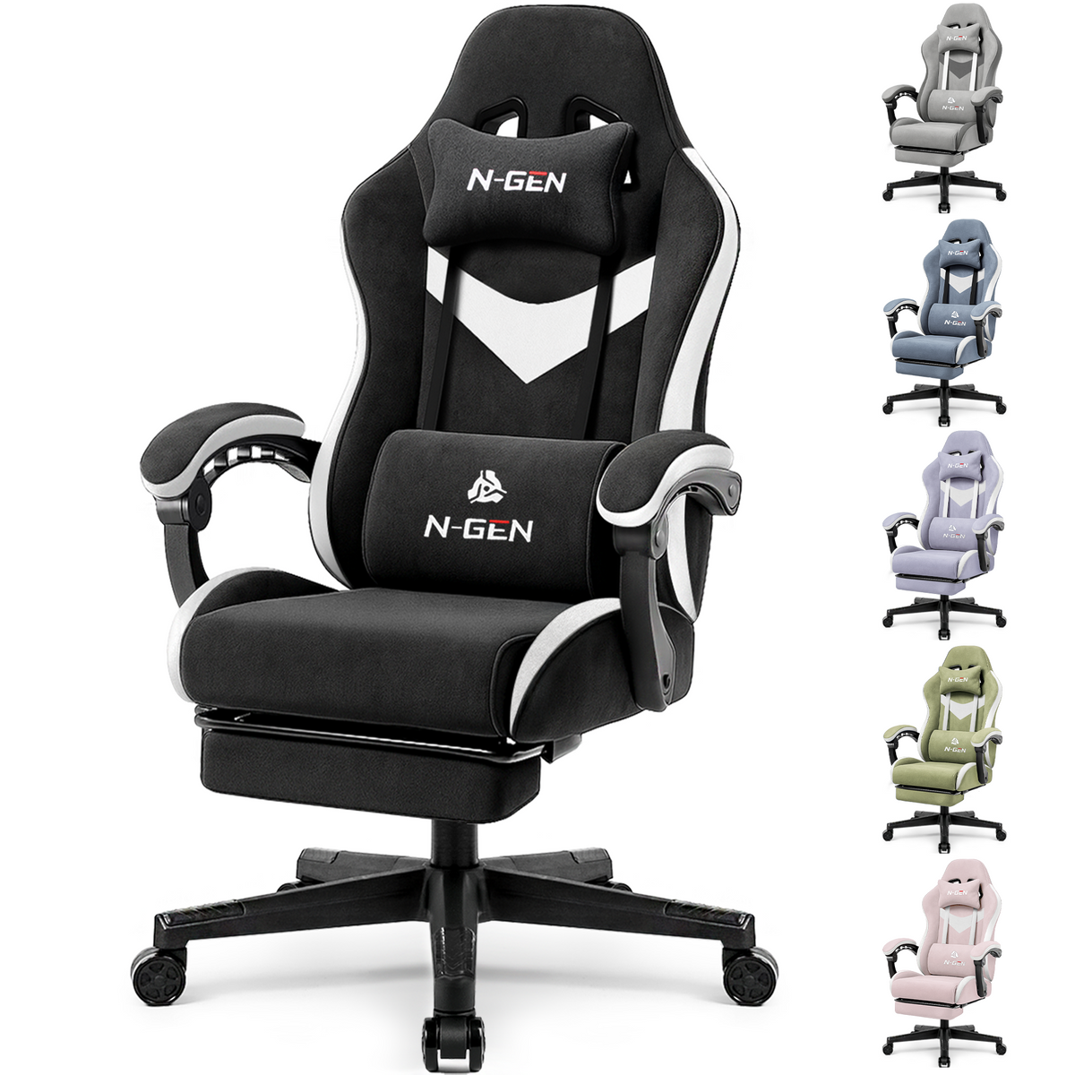 CELTOSS Gaming Chair, Ergonomic High Back Fabric Gamer Chair with Footrest, Adjustable Headrest & Lumbar Support Pillow for Computer Desk & Home Office