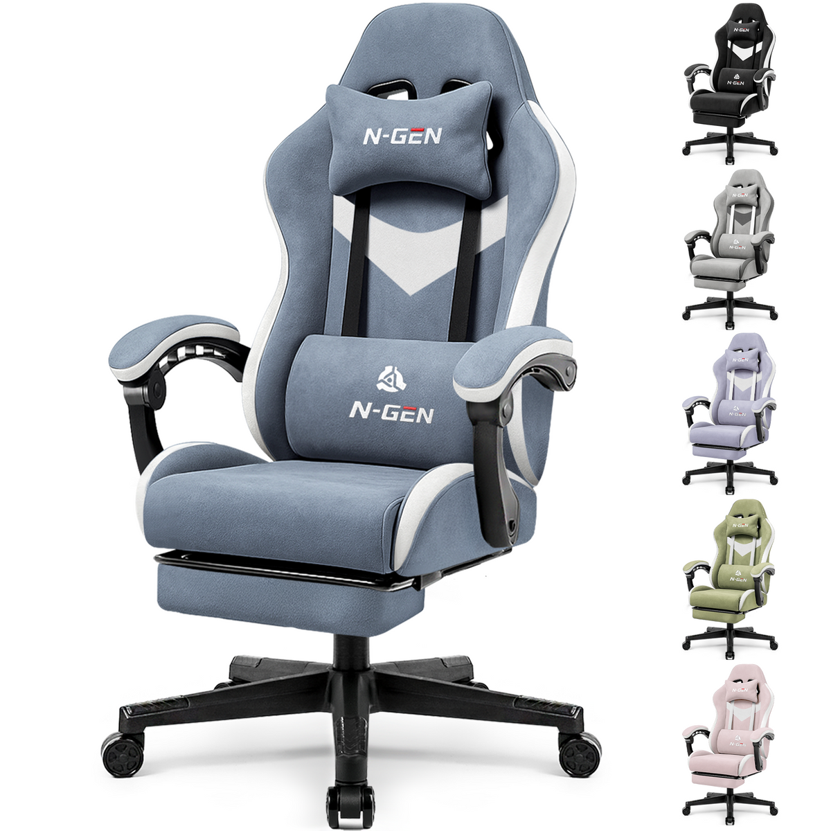 CELTOSS Gaming Chair, Ergonomic High Back Fabric Gamer Chair with Footrest, Adjustable Headrest & Lumbar Support Pillow for Computer Desk & Home Office
