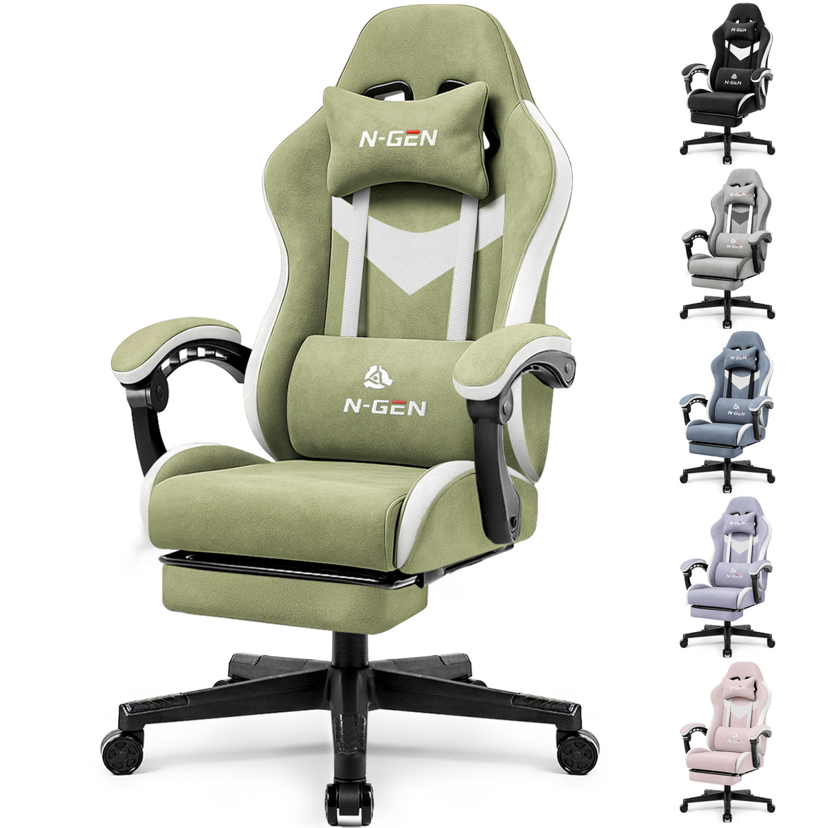 CELTOSS Gaming Chair, Ergonomic High Back Fabric Gamer Chair with Footrest, Adjustable Headrest & Lumbar Support Pillow for Computer Desk & Home Office