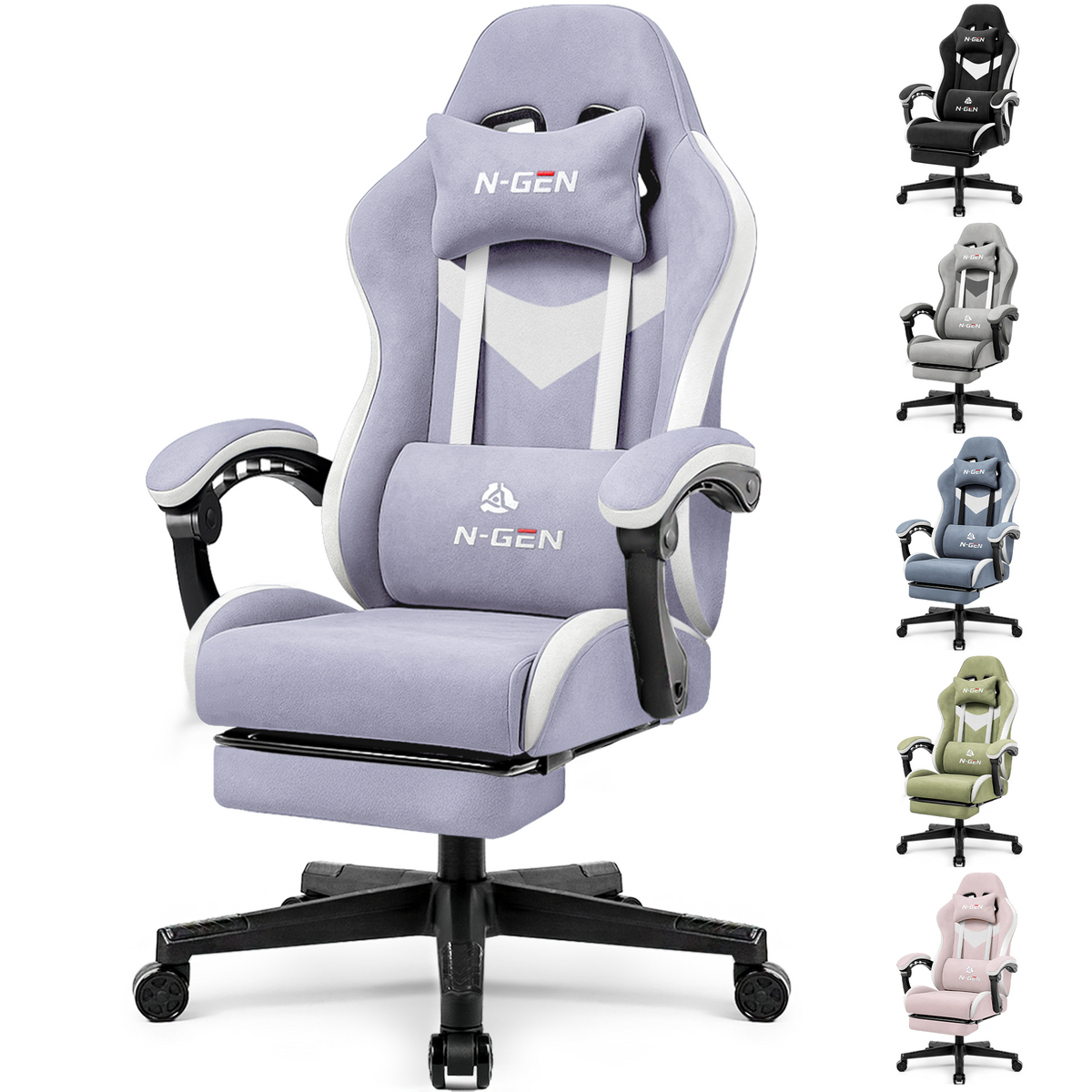 CELTOSS Gaming Chair, Ergonomic High Back Fabric Gamer Chair with Footrest, Adjustable Headrest & Lumbar Support Pillow for Computer Desk & Home Office
