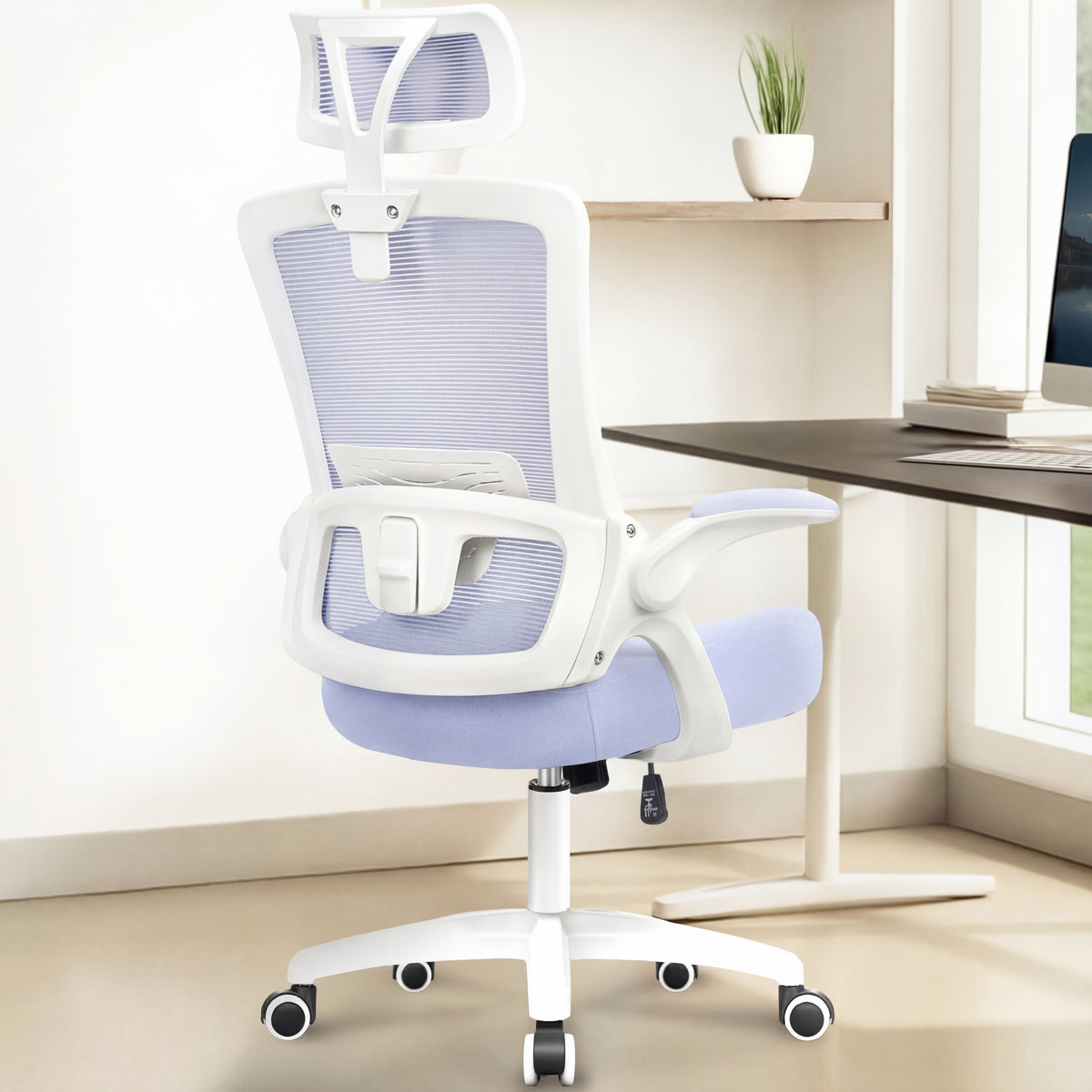 CELTOSS Ergonomic Office Chair, High Back Flip-Up Armrests Design, Adjustable Mesh Headrest and Lumbar Support