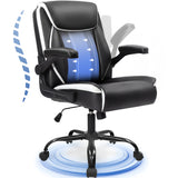 CELTOSS Executive Office Chair, Big and Tall Ergonomic PU Leather Mid-Back Computer Desk Chair with Wide Seat, Padded Flip-Up Armrests, Heavy Duty