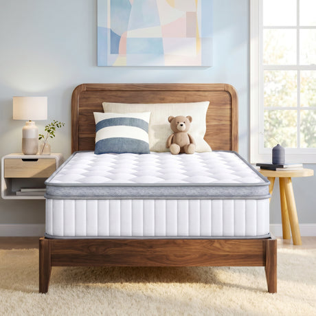 CELTOSS Queen Hybrid Mattress, Cooling Gel Memory Foam & Pocket Spring Hybrid, Medium Firm, Pressure Relief, Mattress in a Box, Adult
