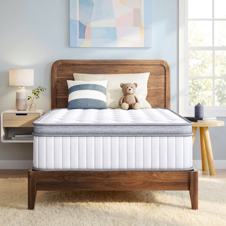 CELTOSS Queen Hybrid Mattress, Cooling Gel Memory Foam & Pocket Spring Hybrid, Medium Firm, Pressure Relief, Mattress in a Box, Adult