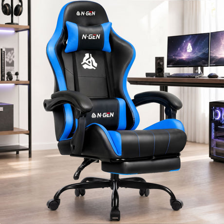 CELTOSS Office Gaming Chair with Footrest & Lumbar Support, Ergonomic Adjustable Computer Chair with Swivel Seat & Headrest