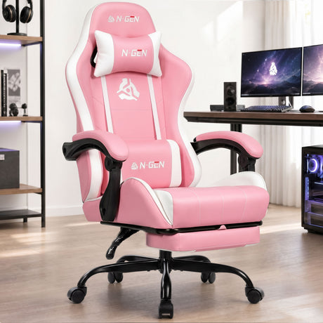 CELTOSS Office Gaming Chair with Footrest & Lumbar Support, Ergonomic Adjustable Computer Chair with Swivel Seat & Headrest