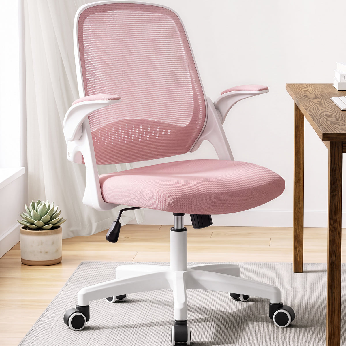 CELTOSS Ergonomic Office Chair, Mid Back Mesh Computer Desk Chair, Flip-Up Arms, Adjustable Lumbar Support for Home Office