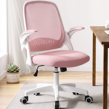 CELTOSS Ergonomic Office Chair, Mid Back Mesh Computer Desk Chair, Flip-Up Arms, Adjustable Lumbar Support for Home Office