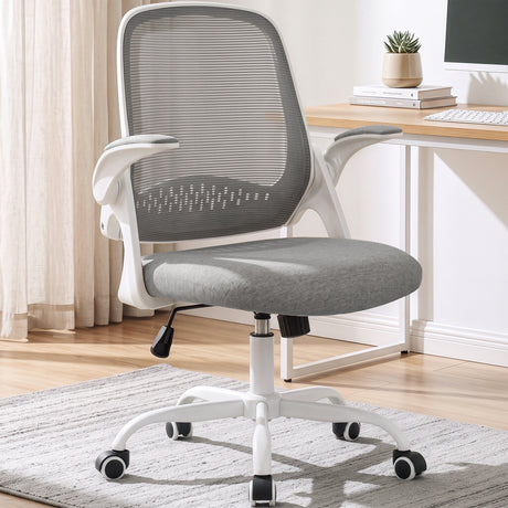 CELTOSS Ergonomic Office Chair, Mid Back Mesh Computer Desk Chair, Flip-Up Arms, Adjustable Lumbar Support, Steel Base for Home Office