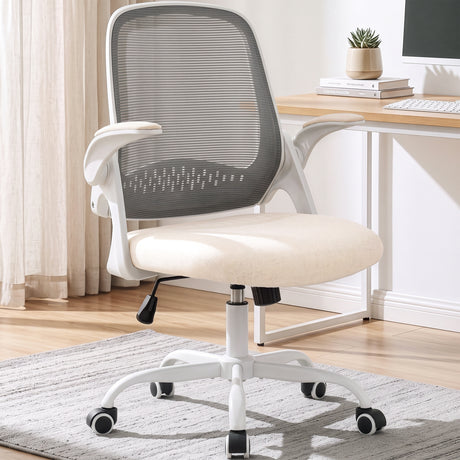CELTOSS Ergonomic Office Chair, Mid Back Mesh Computer Desk Chair, Flip-Up Arms, Adjustable Lumbar Support, Steel Base for Home Office