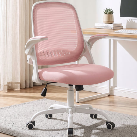 CELTOSS Ergonomic Office Chair, Mid Back Mesh Computer Desk Chair, Flip-Up Arms, Adjustable Lumbar Support, Steel Base for Home Office