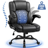 CELTOSS Leather Office Chair, Ergonomic Mid Back Executive Desk Chair with Wide Seat, Lumbar Support, 300 lbs Capacity