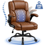 CELTOSS Leather Office Chair, Ergonomic Mid Back Executive Desk Chair with Wide Seat, Lumbar Support, 300 lbs Capacity