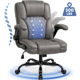 CELTOSS Leather Office Chair, Ergonomic Mid Back Executive Desk Chair with Wide Seat, Lumbar Support, 300 lbs Capacity