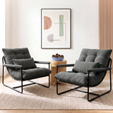 CELTOSS Modern Accent Chair, Comfy Lounge Chair with Plush Cushion, Sofa Chair with Metal Frame, for Bedroom, Living Room and Home Office, 2 Pack