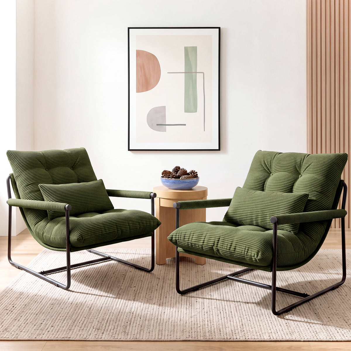 CELTOSS Modern Accent Chair, Comfy Lounge Chair with Plush Cushion, Sofa Chair with Metal Frame, for Bedroom, Living Room and Home Office, 2 Pack