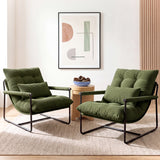CELTOSS Modern Accent Chair, Comfy Lounge Chair with Plush Cushion, Sofa Chair with Metal Frame, for Bedroom, Living Room and Home Office, 2 Pack